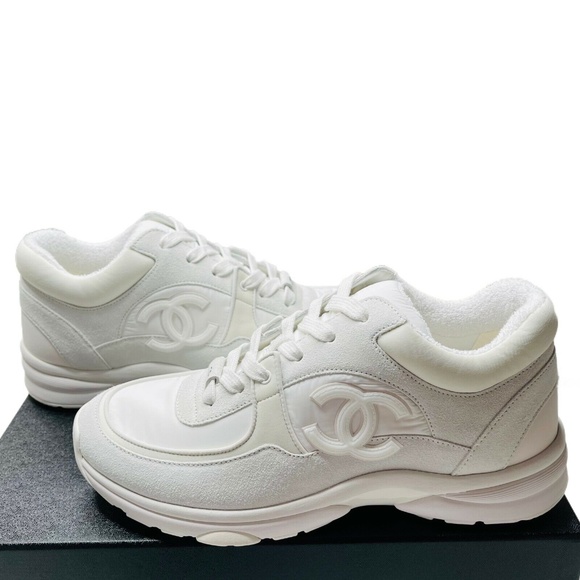 CHANEL Shoes - Chanel White Reflective CC Logo Trainers Sneakers